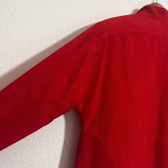VTG Roth-Le Cover Red Cropped Blazer Ultra Suede Vegan Faux Size 16 US Made - Picture 5 of 10